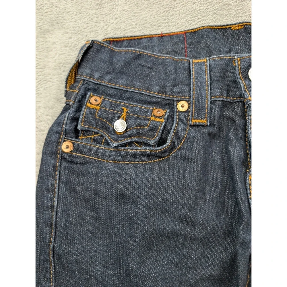 True Religion World Tour Dark Wash Blue Denim Straight Fit Low Rise Jeans